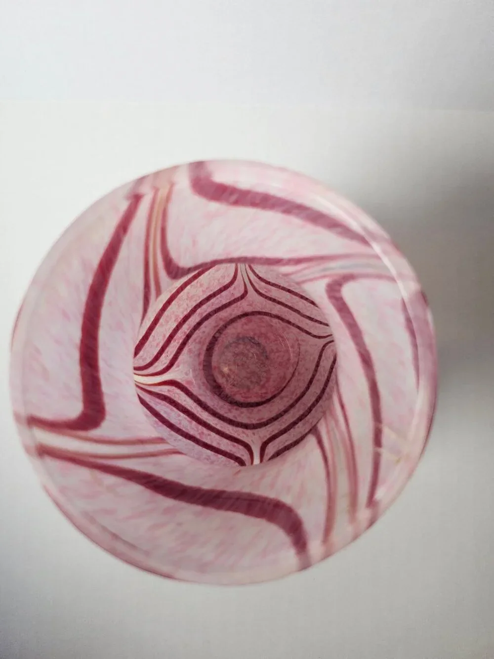 VTG Teleflora Pink Swirl Iridescent Art Glass Vase 5.5 